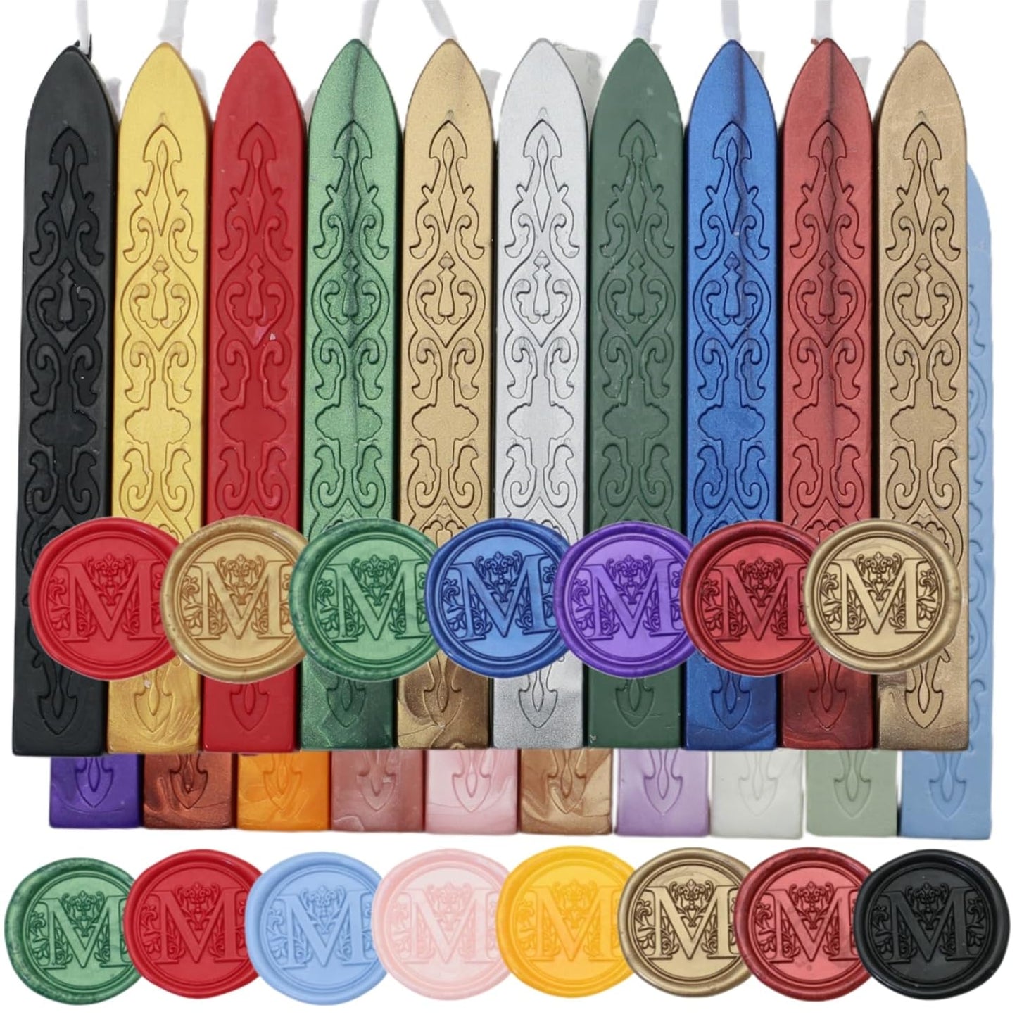 20Pcs Wax Sealing Sticks with Wicks, Assorted Colors Wax Seal Sticks Great for Letter Sealwax Stamp, Mixed Color Waxsealsticks, Wedding Invitations, Decoration (20)