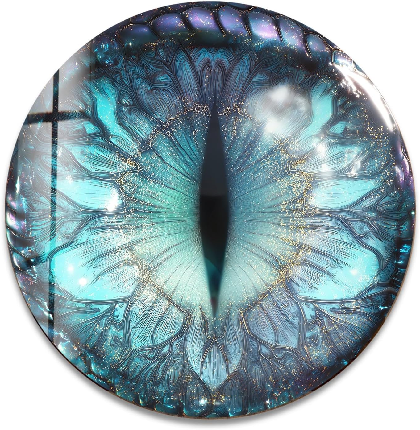 My Photostation.com 39,4''(100cm) Diameter Mystical Dragon Eye Round Glass Wall Art Tempered Glass Printing Wall Decor Large Wall Art Wall Hangings