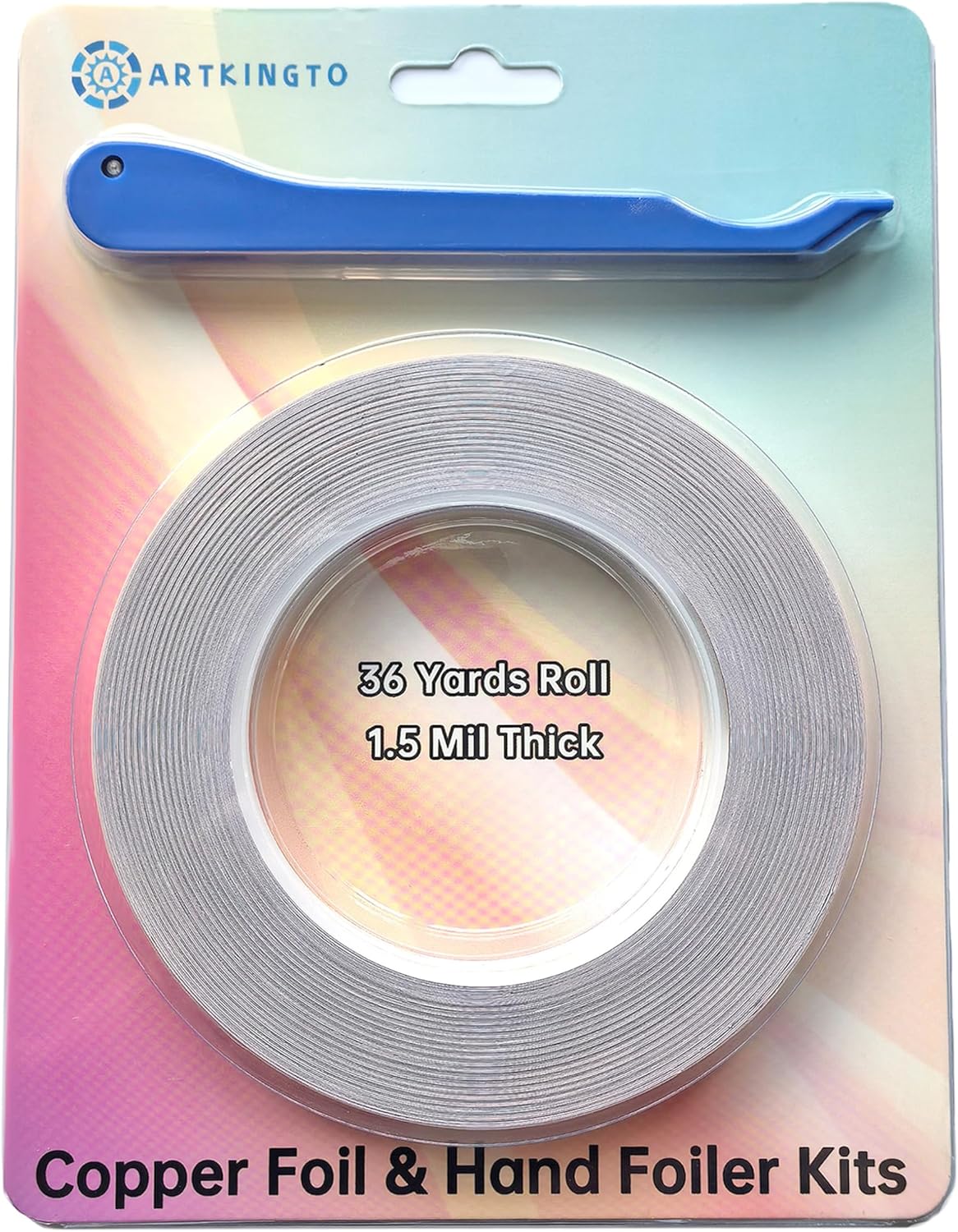 7/32 Inch Black Back Copper Foil for Stained Glass, 1.5 Mil Thick, 36 Yards 2 Rolls, with Copper Foil Hand Foiler