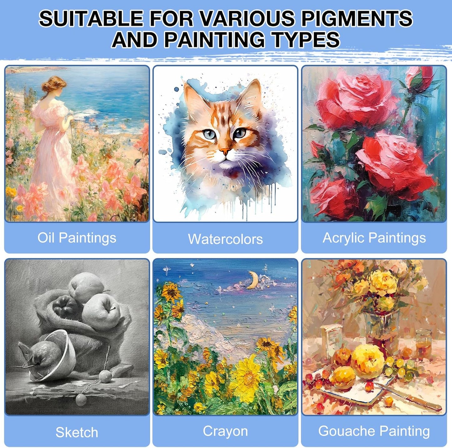 ESRICH 12 Pack Stretched Canvas for Painting, 4x4, 5x7, 8x10, 10x12, 12x16(2 of Each), Round Canvas with 8x8, 12x12(1 of Each), Blank Canvases Primed Paint Canvas for Beginners, Artists