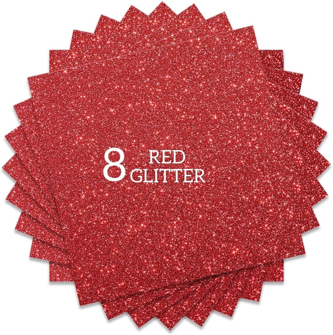 Red Glitter HTV Heat Transfer Vinyl Bundle 8 sheets-12 x12 Iron on Vinyl for T Shirts Hats Clothing Compatible with Cricut Cameo Heat Press Machine