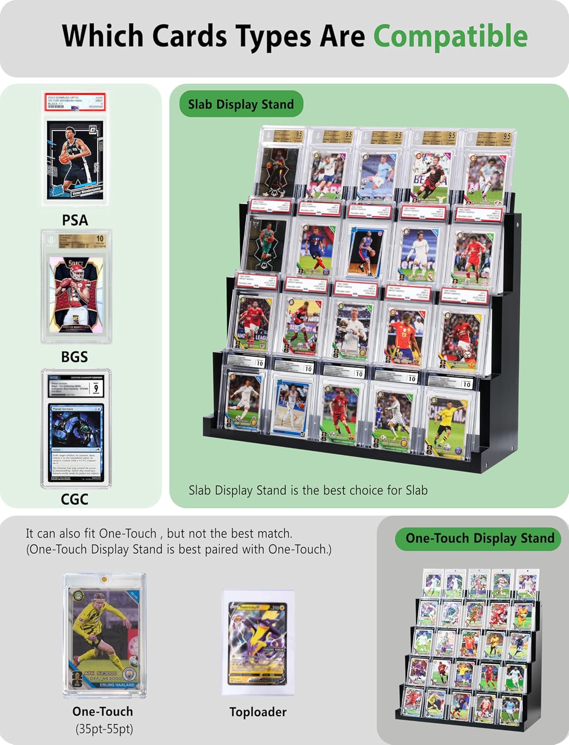 4-Tier Card Display Stand ,Wooden Trading Card Display Case for Graded Cards,Baseball Sports Card Display for PSA CGC SGC BGS Slabs