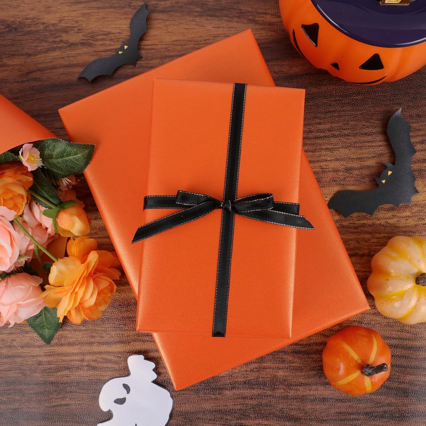 NESCCI Orange Matte Wrapping Paper,Solid Color Pearly-Lustre Paper,Gift Wrapping Paper,Perfect for Wedding,Valentine's Day,Birthday, Christmas,Baby Shower,DIY Bouquet (17 Inches X 32.8 Feet)