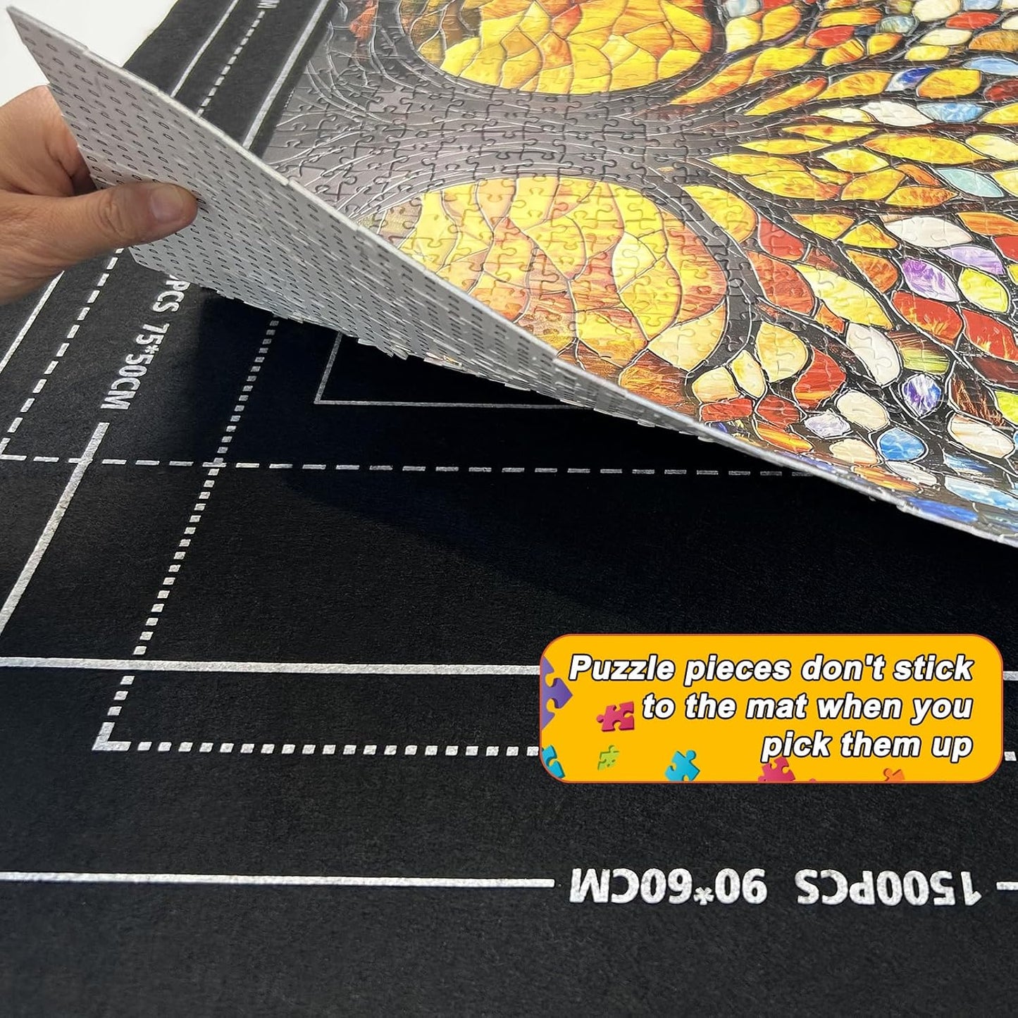 Napzy Puzzle Mat Rollup for Jigsaw Puzzles Storage Matt Roll Up Puzzle Board Saver with 8 Sorting Trays 1 Drawstring Bag Puzzle Table for Up to 1500 PCS