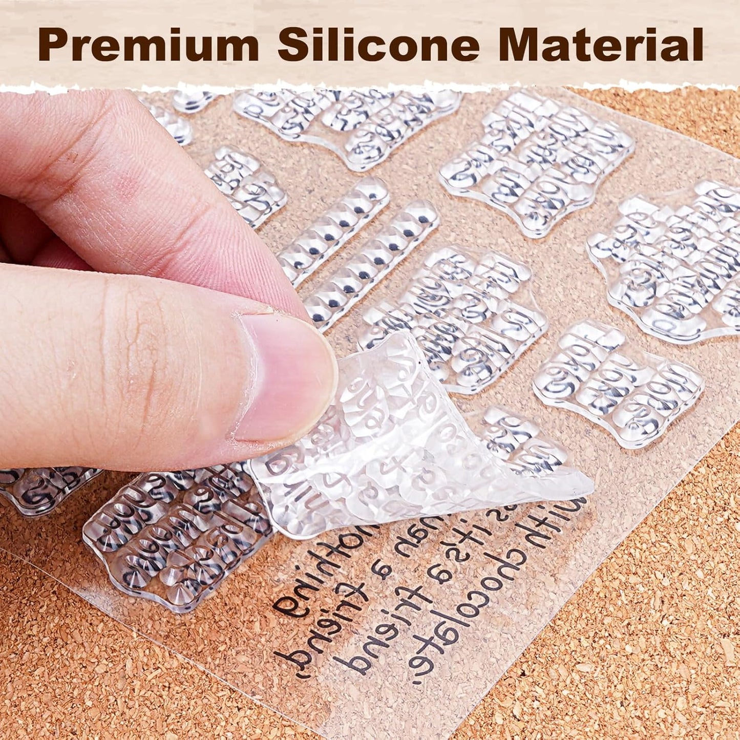 UCEC 4 Sheets Words Clear Stamps for Card Making Silicone Stamp with 2 PCS Acrylic Stamp Block for Easter Birthday Holiday Card and DIY Scrapbooking Journal(Classic)