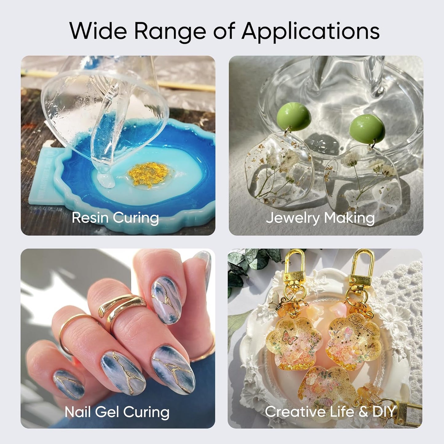 PPESULK Cordless UV Light for Resin Curing, 3000mAh Rechargeable Fast UV Light with 34 Beads and LCD Timer Display, Portable UV Resin Curing Machine for Resin Molds, Jewelry Making, DIY Crafts