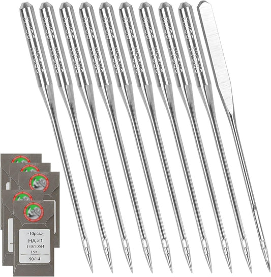 50 Pcs Embroidery Sewing Machine Needles Size 90/14 130/705H HAx1 Sewing Needles for Brother Sewing Machine (5 Pack of 10 Needles)