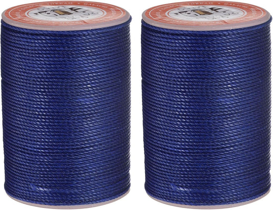 uxcell Round Leather Sewing Waxed Thread, 55m / 60 Yards Polyester Wax String, 0.80mm Wax Stitching Cord for Leather Crafts, Bookbinding, Bracelets Braided, Sapphire Blue, 2pcs