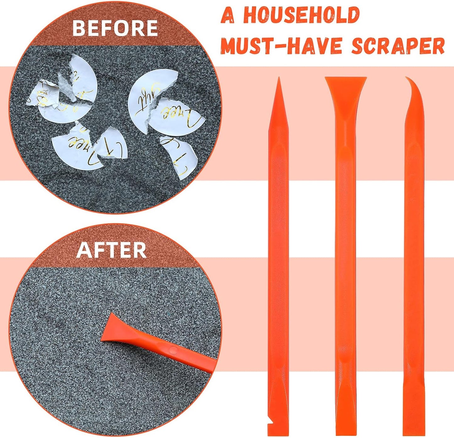 Minatee 18 Pieces Non-scratch Plastic Scraper Tool Multi-purpose Carbon Fiber Pen-shaped Plastic Scraper for Cleaning Small and Narrow Space(Orange)