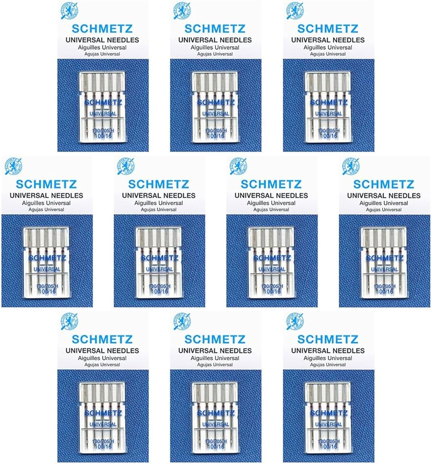 SCHMETZ Universal Sewing Machine Needles - Heavy Duty Multi Purpose Sewing Needle, Size 100/16, 5-Needle Card, Pack of 10