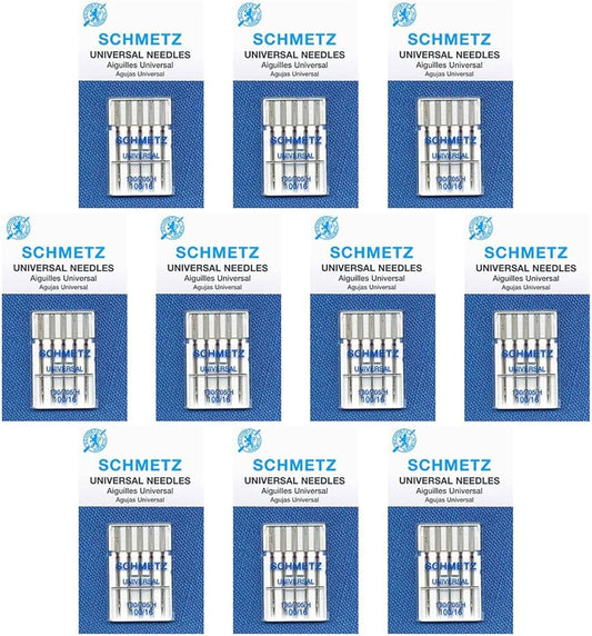 SCHMETZ Universal Sewing Machine Needles - Heavy Duty Multi Purpose Sewing Needle, Size 100/16, 5-Needle Card, Pack of 10