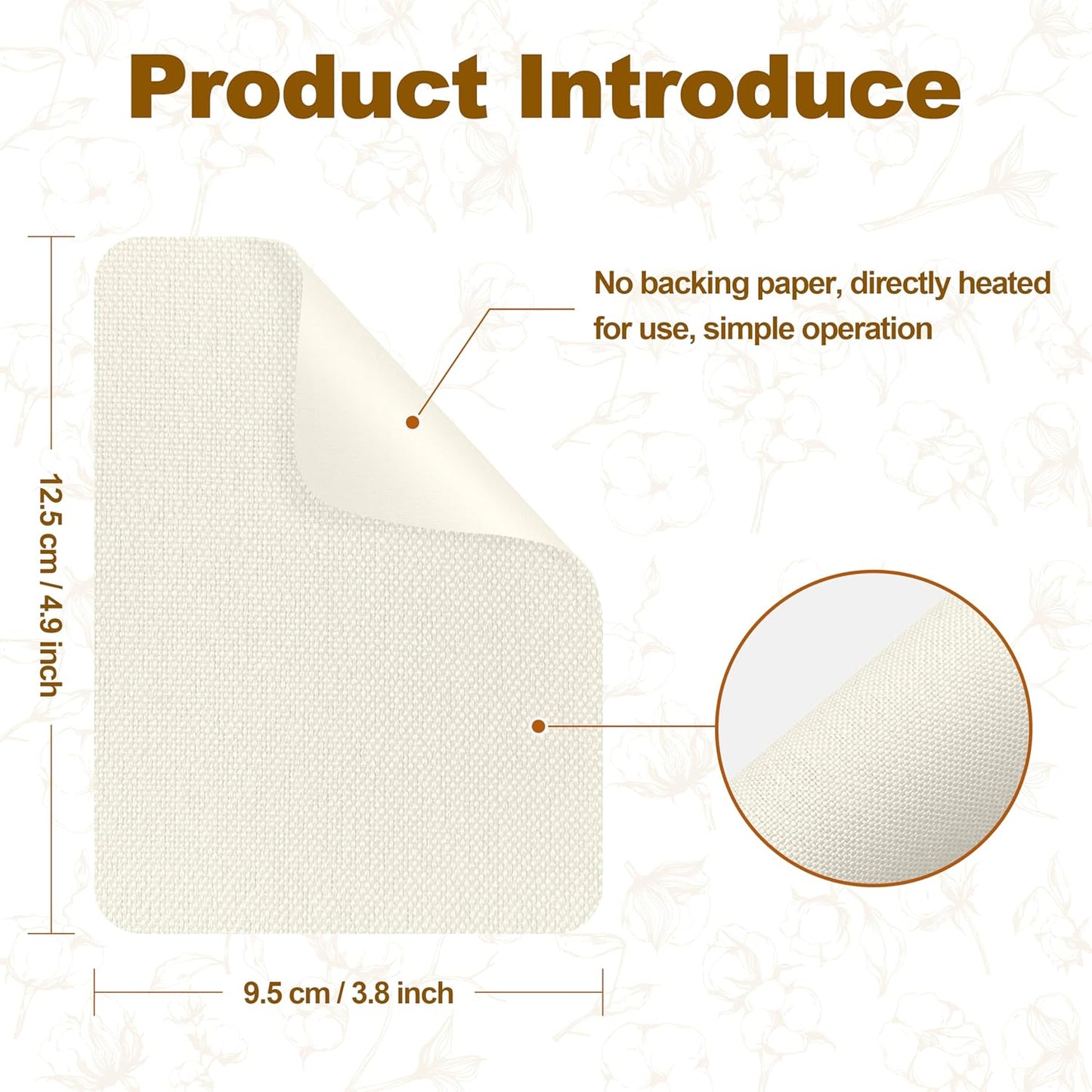 Iron on Patches, 8 Pieces Iron on Linen Patches, Fabric Patches for Couch, Tent, Clothing, Seat, Linen Repair Decorating Kit 3.7" by 4.9" (9.5 cm x 12.5 cm, Off White)