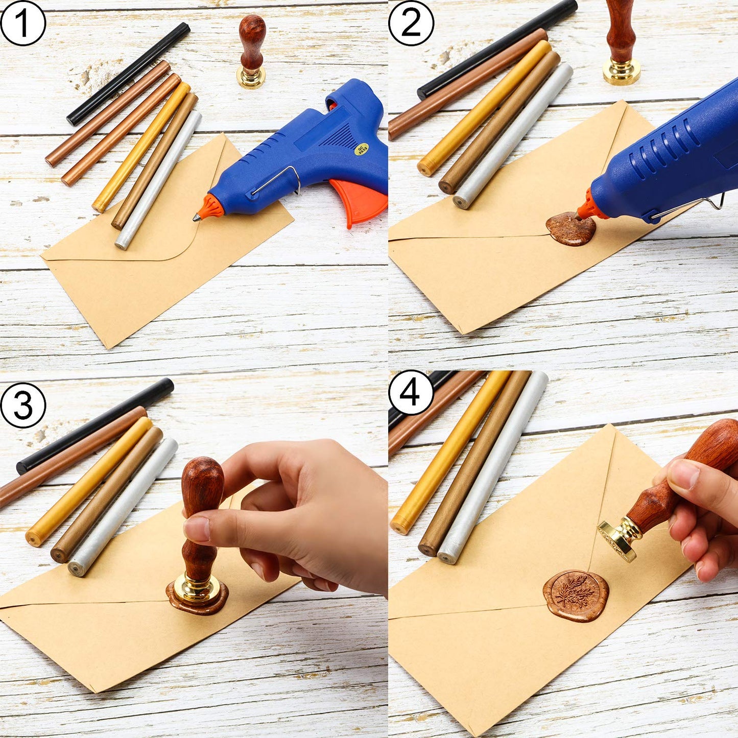 Nuanchu 15 Pcs Glue Gun Sealing Wax Sticks Retro Vintage Wax Sticks for Seal Stamp and Letter for Wedding Invitations Card Envelope Christmas Holiday Gift Ideas(Red Copper)