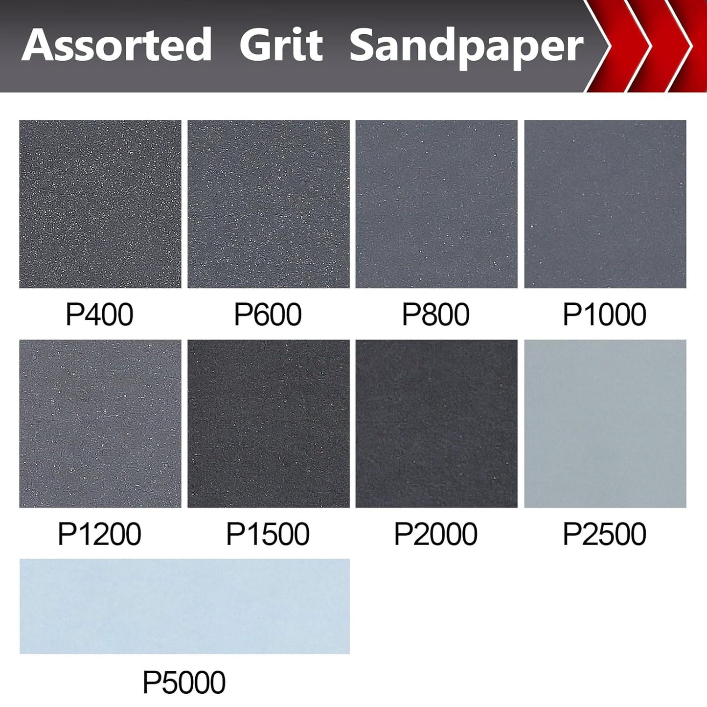 25 Pcs Wet Sandpaper, Sand Paper Assortment 400/600/800/1000/1200/1500/2000/2500/5000 Sandpaper Sheet Sandpaper for Wood Auto Metal