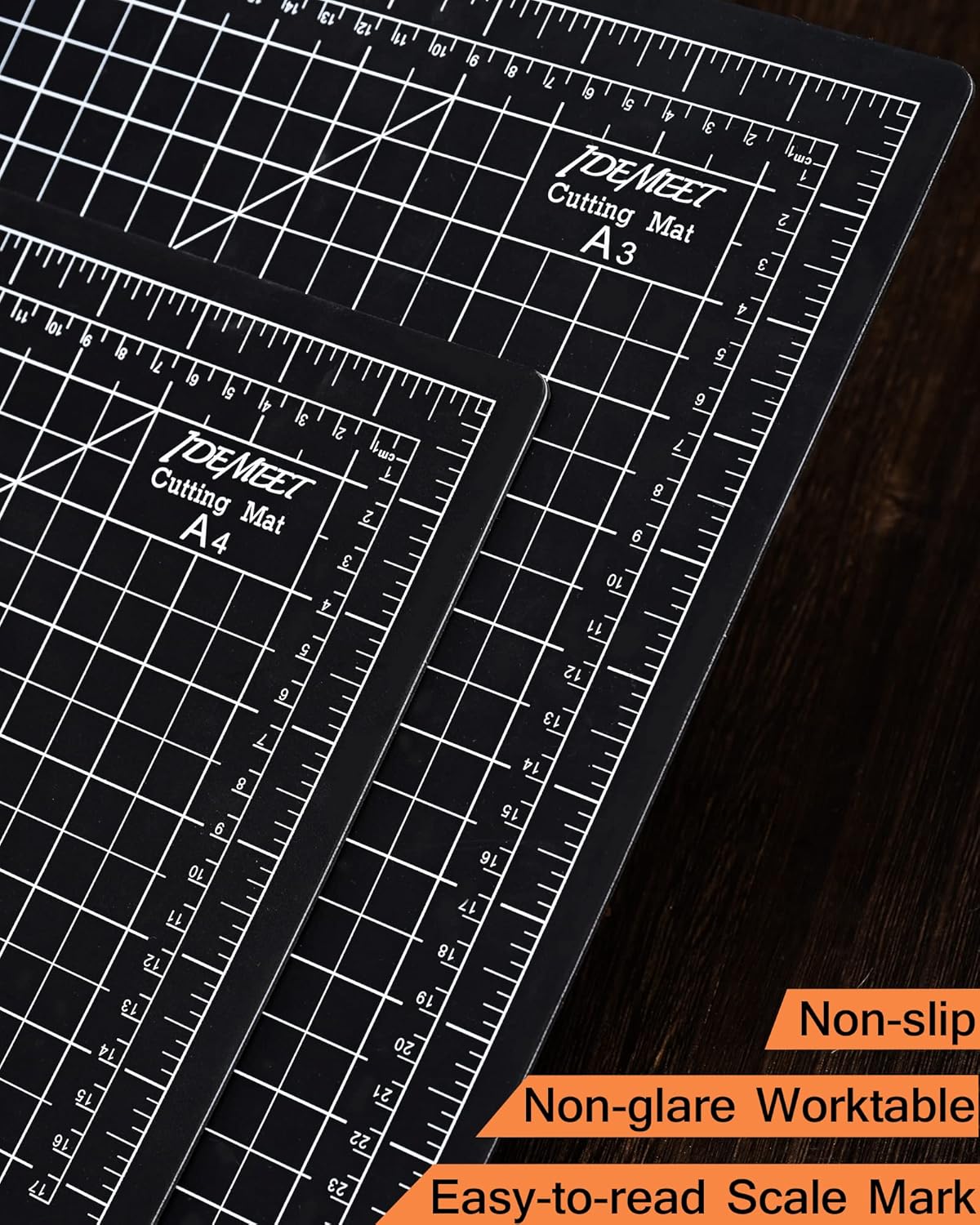 Density-upgraded 9"x12" Self Healing Cutting Mat, Idemeet Rotary Sewing Mat for Crafts, 5-Ply Blade Table Protector Cut Board for Fabric Leather Cutting Quilting Modeling Hobby Project, A4, Black