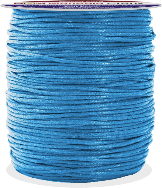 Mandala Crafts 1.5mm 109 Yards Light Blue Cotton Waxed Cord for Jewelry Making Bracelet Cord Waxed String - Beading String Thread Jewelry Cords for Necklaces String