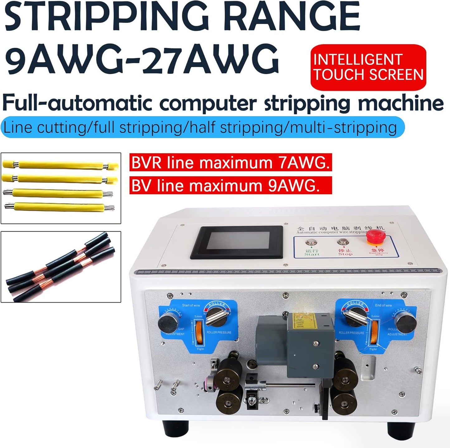 Automatic Wire Stripper Machine, Computer Wire Peeling, Electronic Wire Cutting Machine, Cable Cutting 110V, Multi-Function Button, Touchscreens, 0.5-30mm Stripping Length