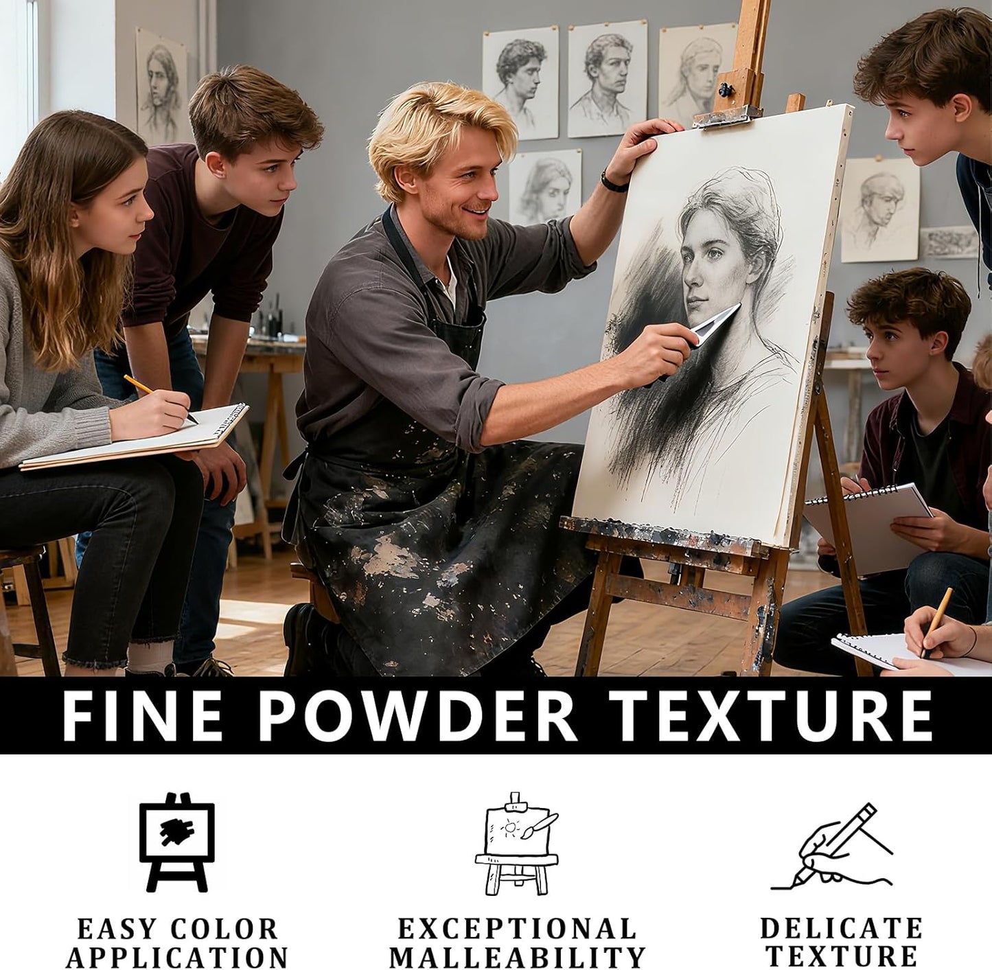 Charcoal Powder for Drawing & Art - Ideal for Sketching, Shading & Blending - Professional Artist Grade (4 Ounces)