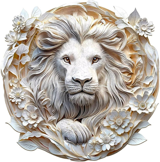 Wooden Puzzles Adults, 3D Paper Lion Wooden Puzzles 200 Pieces, Unique Animal Shaped Wood Challenging Jigsaw Puzzles Gifts for Adults, 11.4x11.2in