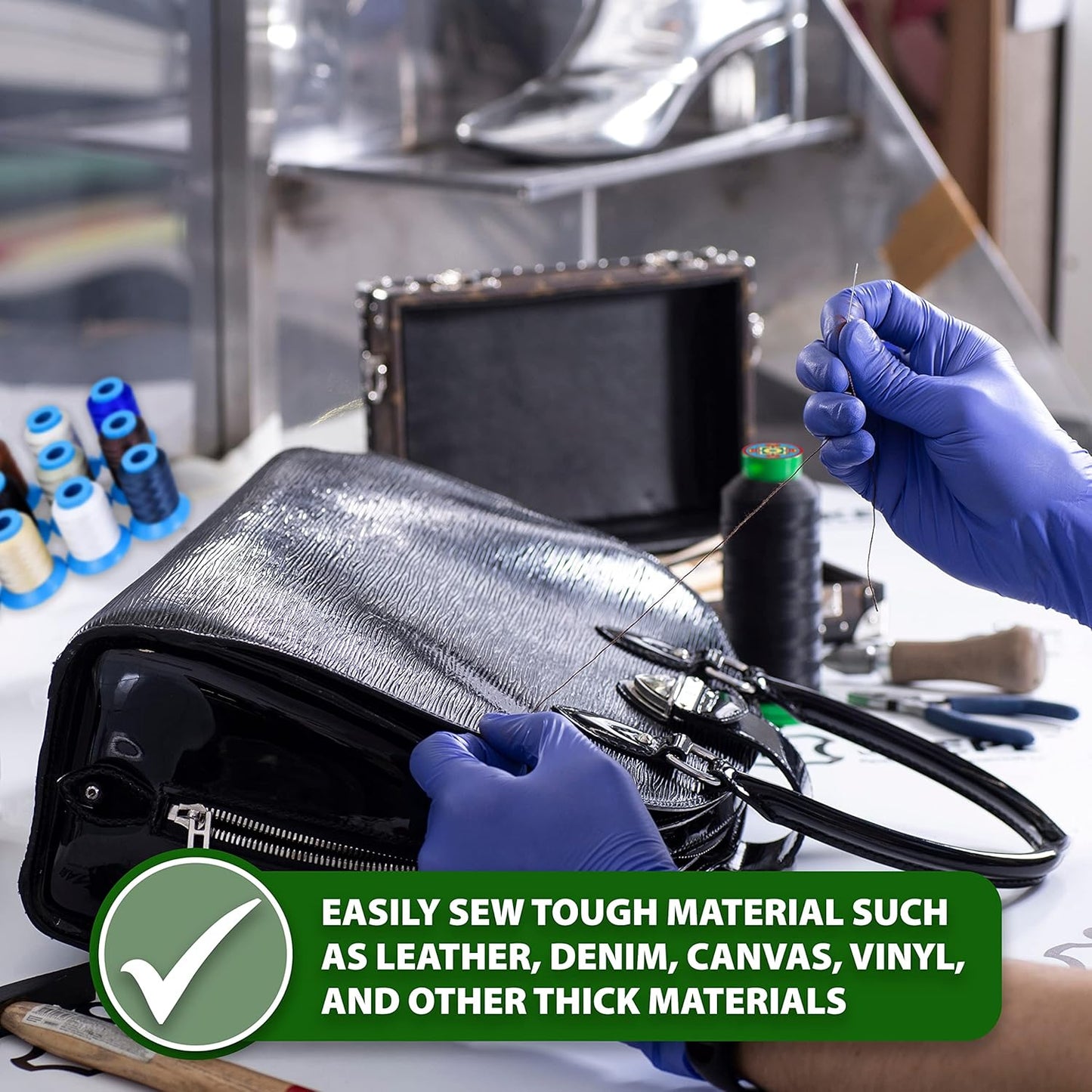 Mandala Crafts Bonded Nylon Thread Royal Blue Heavy Duty Sewing Threads - 800 YDs Size 277 840D T270 Tex 270 Thread for Leather Jeans Weaving Outdoor Marine Upholstery Threads