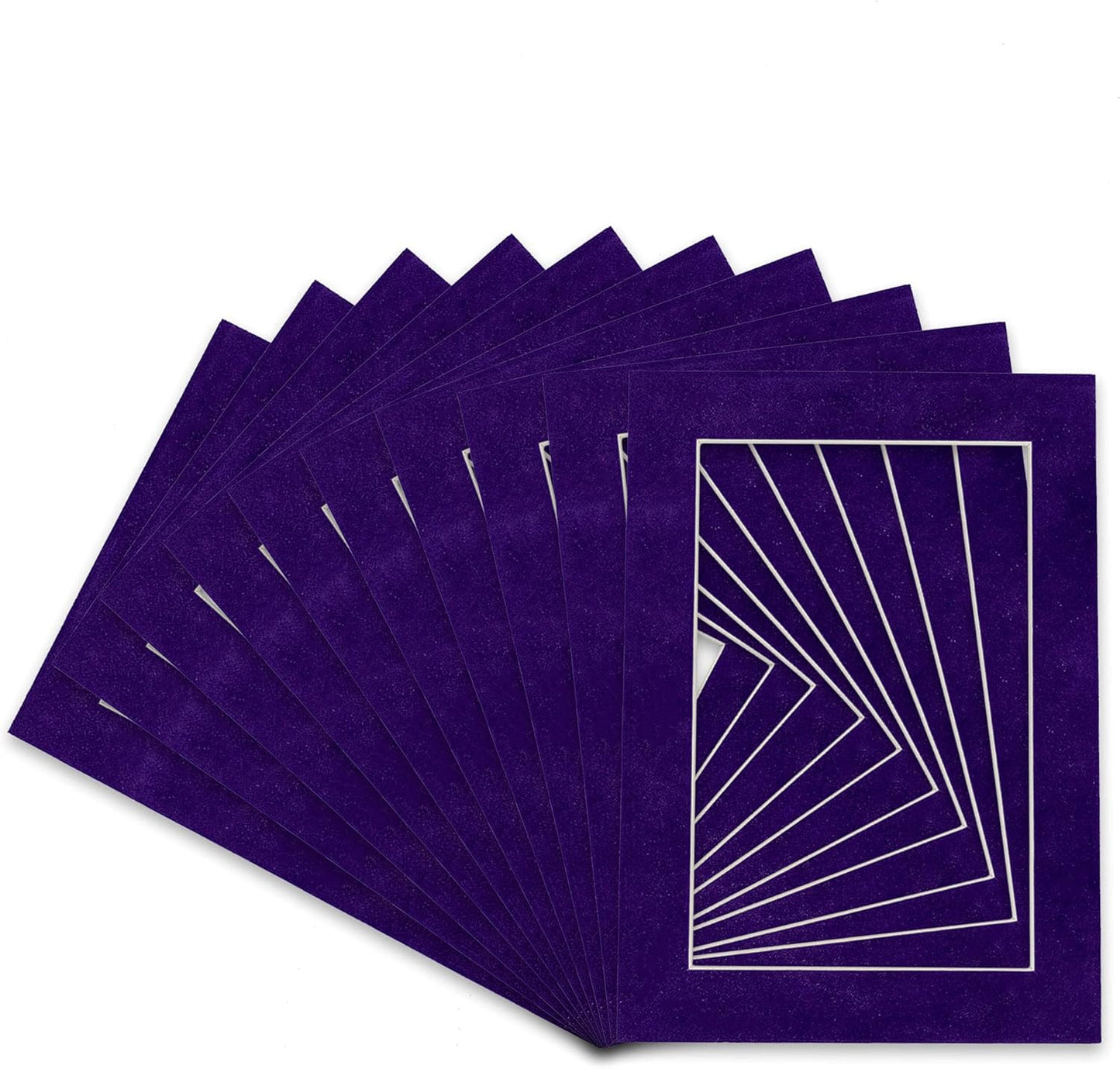 Pack of TEN 11x14 Mats Bevel Cut for 8.5x11 Photos - Acid Free Purple Crocus Suede Precut Matboards For Pictures, Photos, Framing - 4-ply Thickness