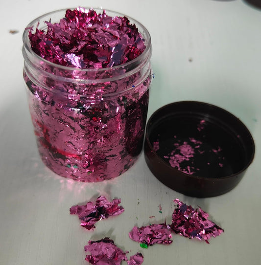 Gilding Flakes,Gold Foil Flakes for Resin,Blue Red Purple Pink Metallic Foil Flakes for Resin Jewelry Making,Nails,Painting Art,Crafts and Slime (Rose red)