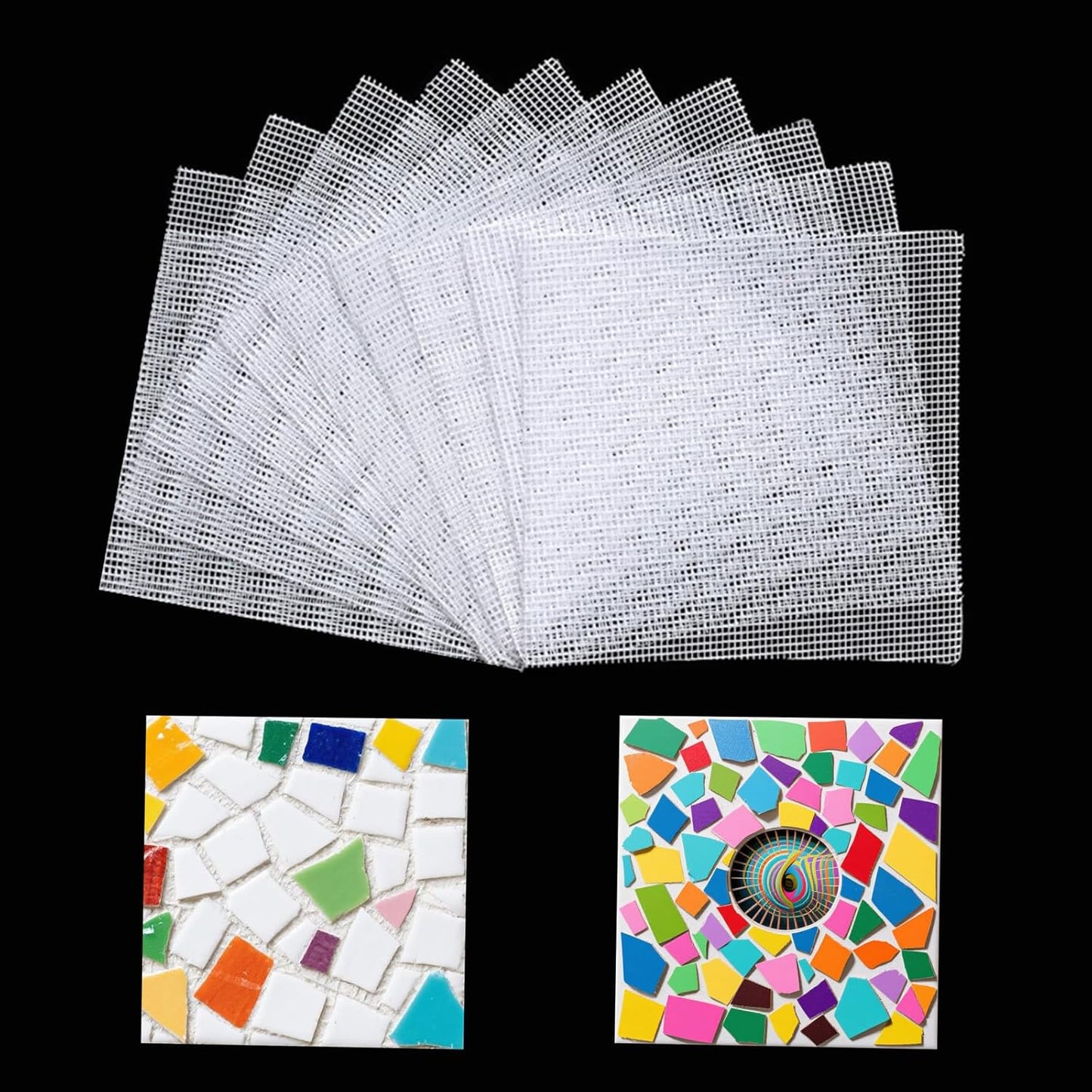 10 Sheets 12'' x 12'' Mosaic Mesh for Mounted Tile Fiberglass Mesh Backing, (Non Sticky)