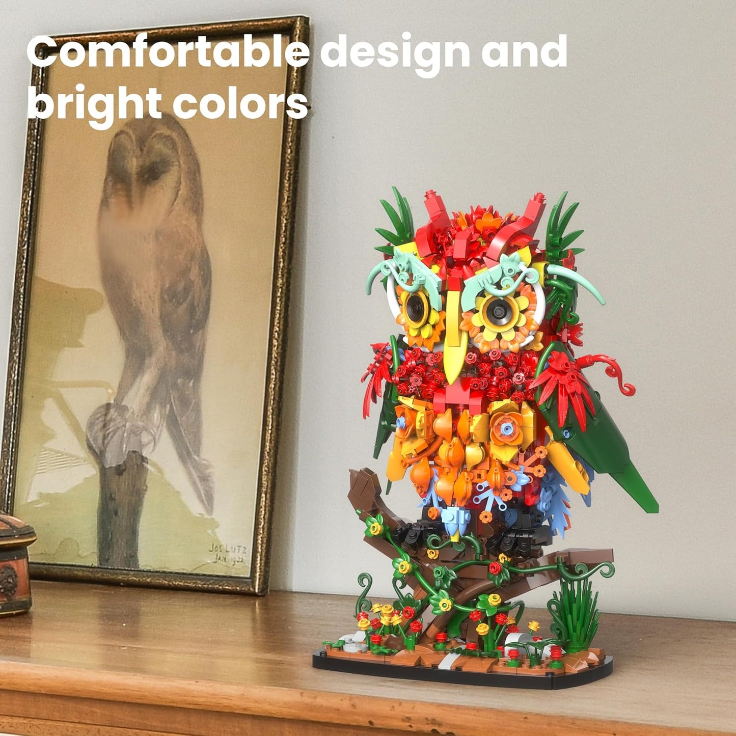 Sillbird Owl Flower Building Sets for Adults for Women Girlfriend Men Her, Artificial Floral Animals for Home Office Decorations for Table Desk - Creative Botanical Collection Model