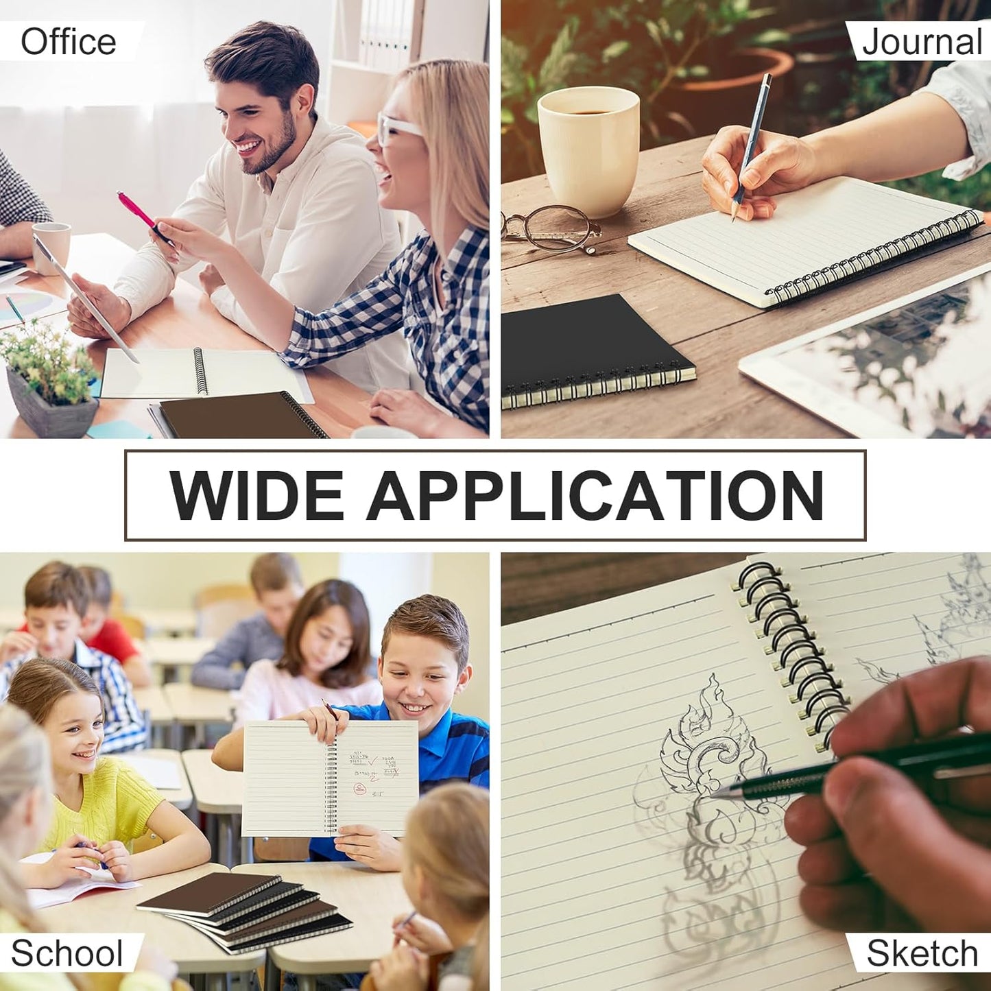 Yahenda 3 Pcs Spiral Notebook Bulk A5 Journal Lined 8.3'' x 5.5'' Writing Composition Paper Small Notepad Subject Notebook for Students Office Business Back to School Supplies (Dark Color)