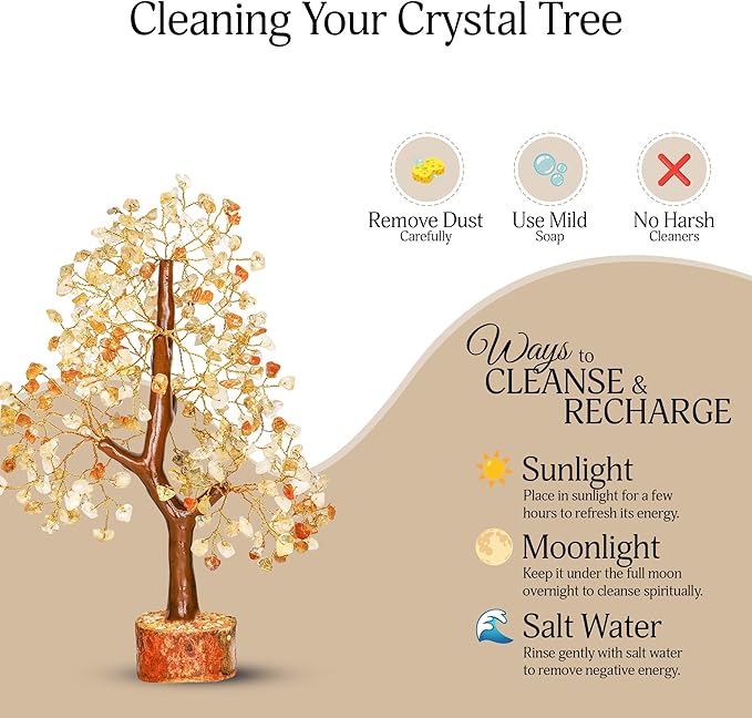 YATSKIA Citrine Crystal Tree of Life - Gemstone Tree - Citrine Crystal Stone Decor - Good Luck Gifts - Home Decor - Crystals Gifts