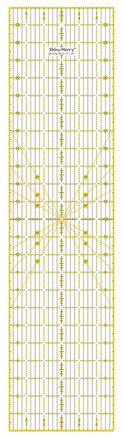 Quilting Ruler 6"x24",Non-Slip Clear Acrylic Sewing Ruler with Easy-to-Read Grid,Yellow & Black Grid Design,Perfect for Fabric,Patchwork,Cutting & Sewing Crafts,Durable Tool for Quilting