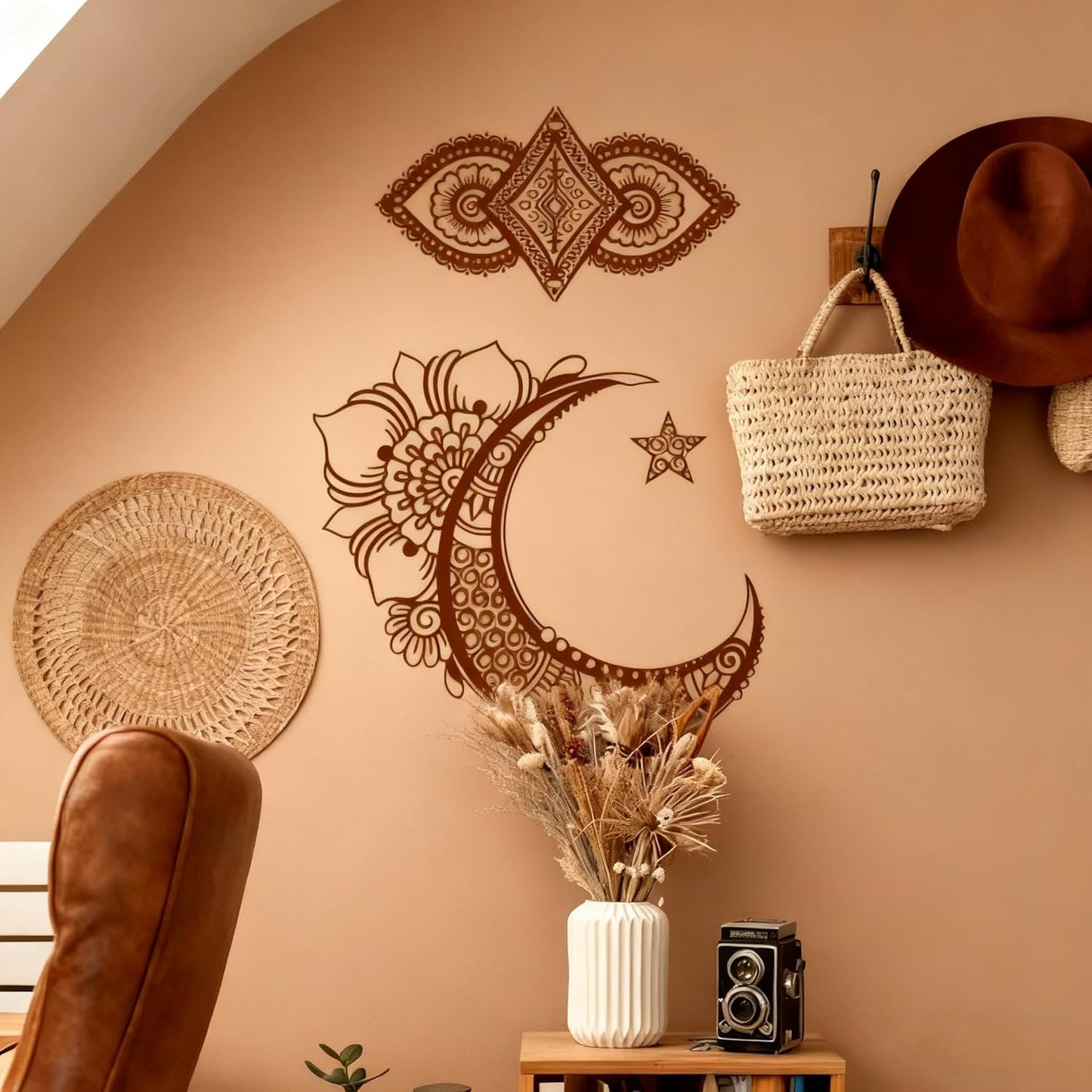 TIAMECH A4 Reusable Palace Moon Flower Stencil for Painting - Totem Layering Template, DIY Wall Art, Wood Furniture, Scrapbook & Crafts (8.3x11.7inch)