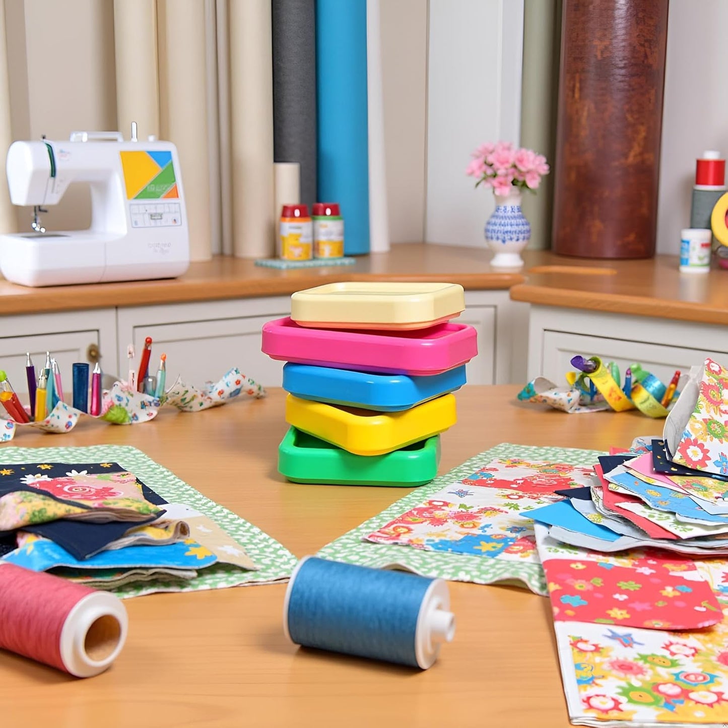 3Pcs Square Plastic Magnetic Pin Cushion Anti Loss Sewing Pin Needle Storage Holder Magnetic Push Pins Holder for Sewing Quilting DIY Projects, Pincushions（Random Color）