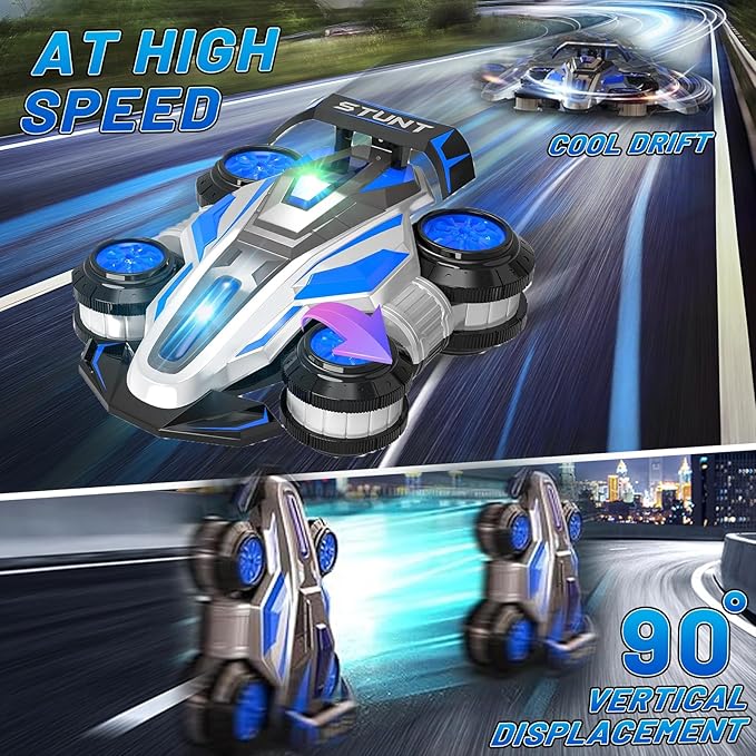 High Speed Drift Remote Control Stunt Deformation Car, Birthday Gifts, for Boys and Girls 4-16 Years Old (Blue)