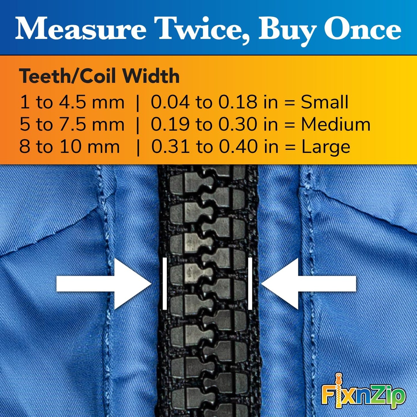 FixnZip (Medium, Nickel) - See Size Guide - Universal Zipper Repair Kit for Jackets, Luggage, Bags - Backpack Zipper Replacement Repair Kit - Instant Zipper Fix