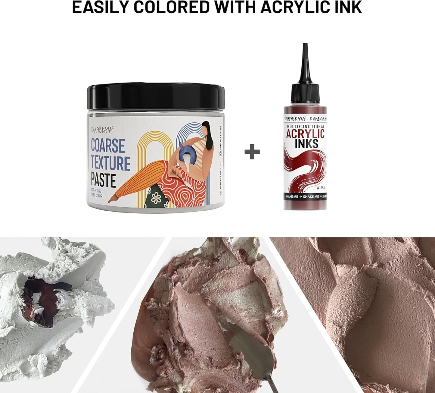 KAMENSKAYA Coarse Texture Paste - Modeling Paste Acrylic Medium, for Acrylic Paint - 16.9 fl oz (500 ml)