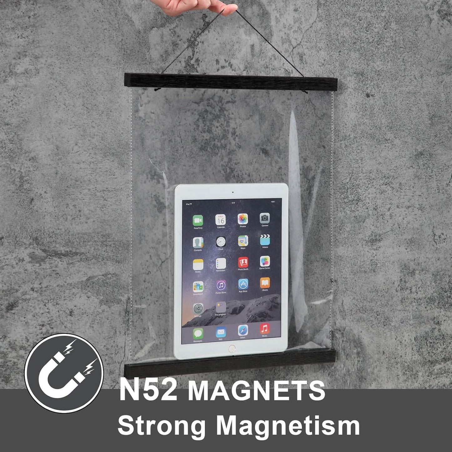 WITCOLOR Magnetic Poster Hanger Frame, 24x36 24x30 24x16 24x18 Black Wood Wooden Magnet Canvas Artwork Print Dowel Poster Hangers Frames Hanging Kit (Black, 24")