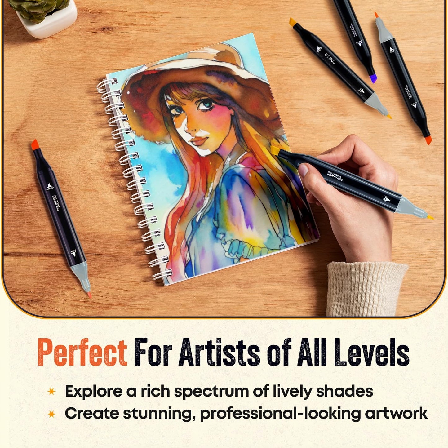 80-Piece Dual Tip Alcohol Markers Set with 12 Free Acrylic Paint Markers - No Bleed, Vibrant Colors for Drawing - Fine & Chisel Tips with Organizing Case - Blending Markers for Adults & Kids