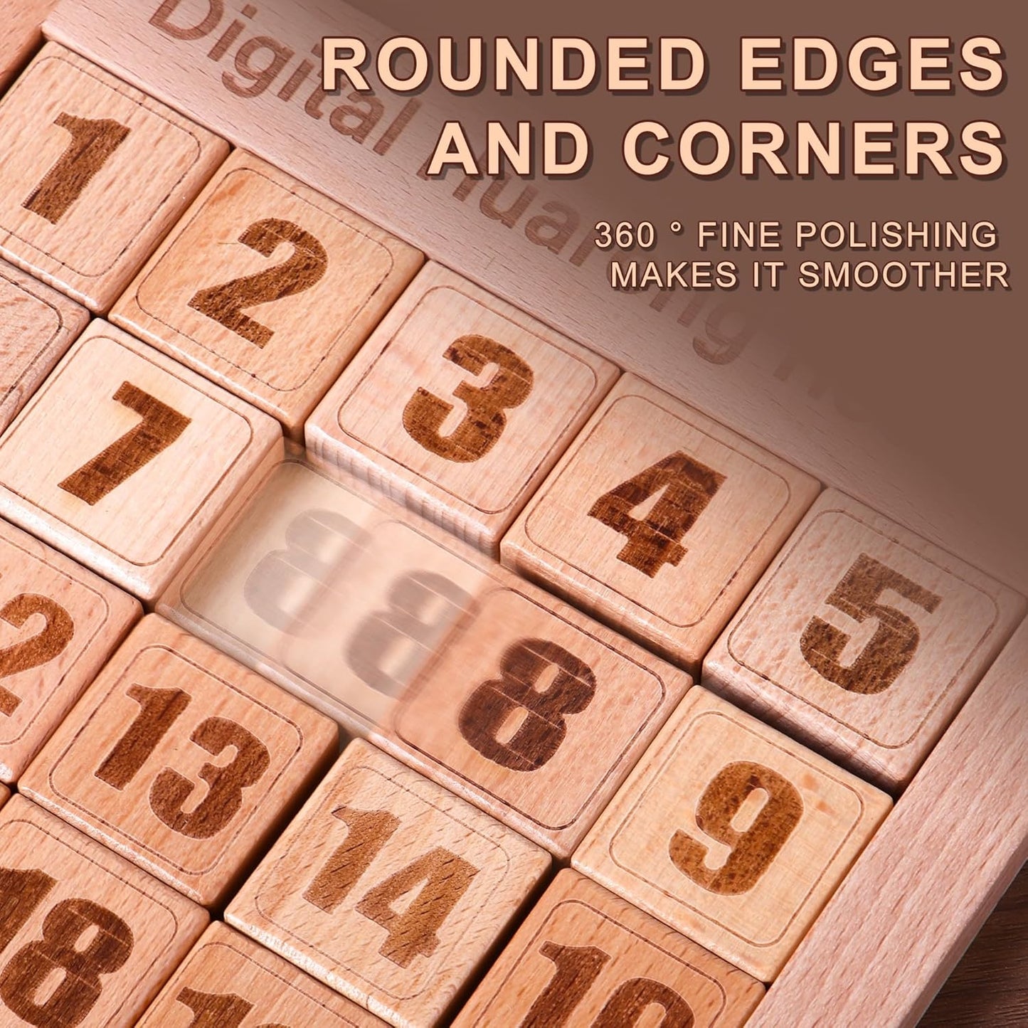 Wooden Number Sliding Puzzle，Brain Teasers Toy Tangram Slide Puzzle Game，Sequential Puzzles Board Game，Educational Toys for Kids and Adults (1-8 Samll Size)