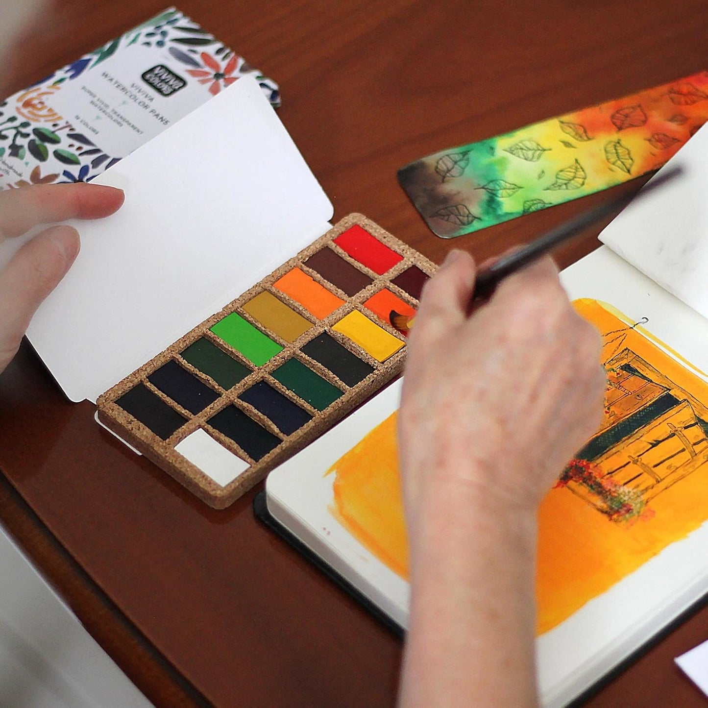 Viviva Colors Travel Watercolor Paint Set - Original 16 Watercolor Paints for Adults, Beginners, Artists, Hobbyists - Lightfast, Vibrant, Handmade & Portable Watercolor Kit with Mixing Palette