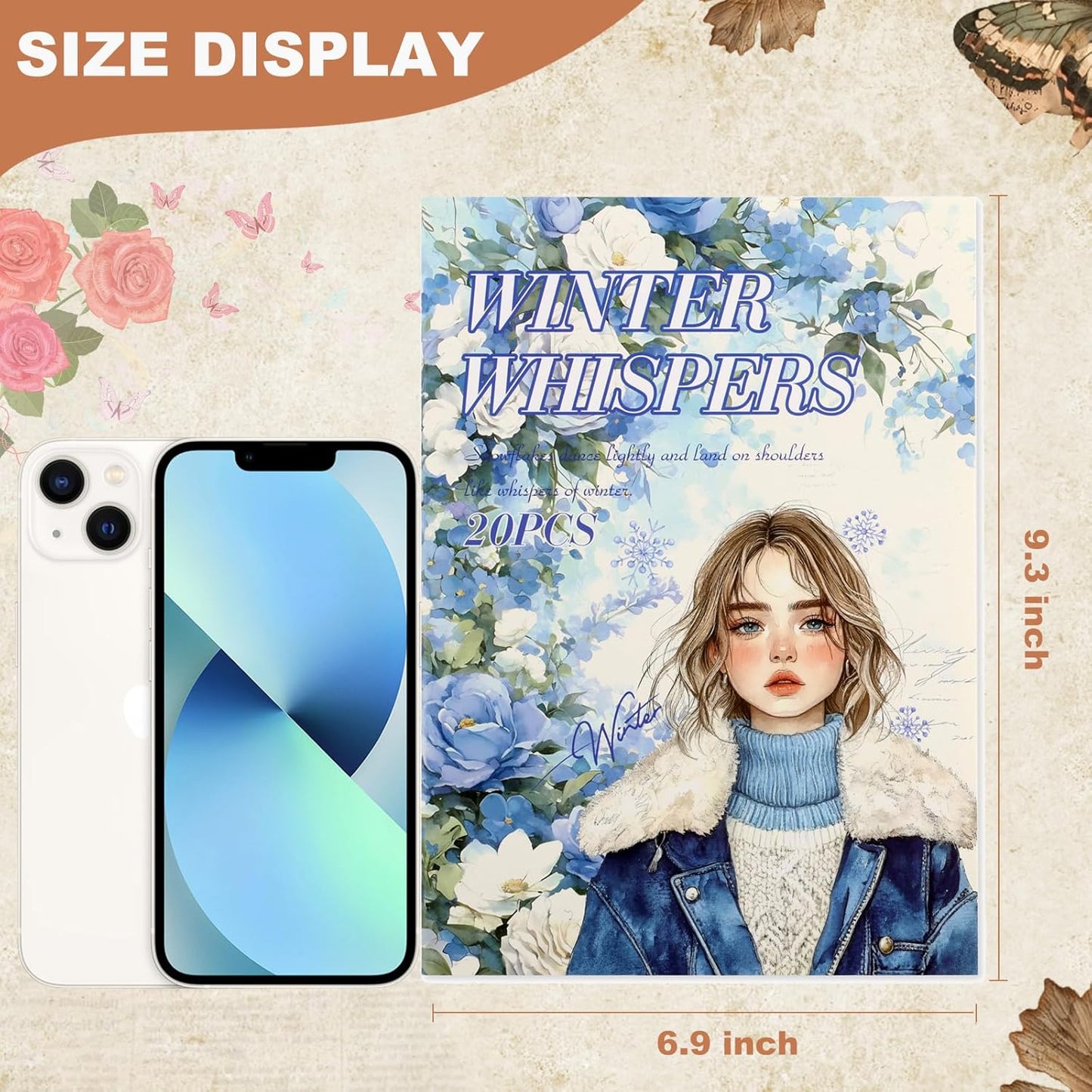 Winter Scrapbook Stickers 20 Sheets 240 Pre-Cut Washi Stickers for Journaling PET Transparent Book Sticker Decorative or DIY Paper Crafts, Arts and Crafting Projects