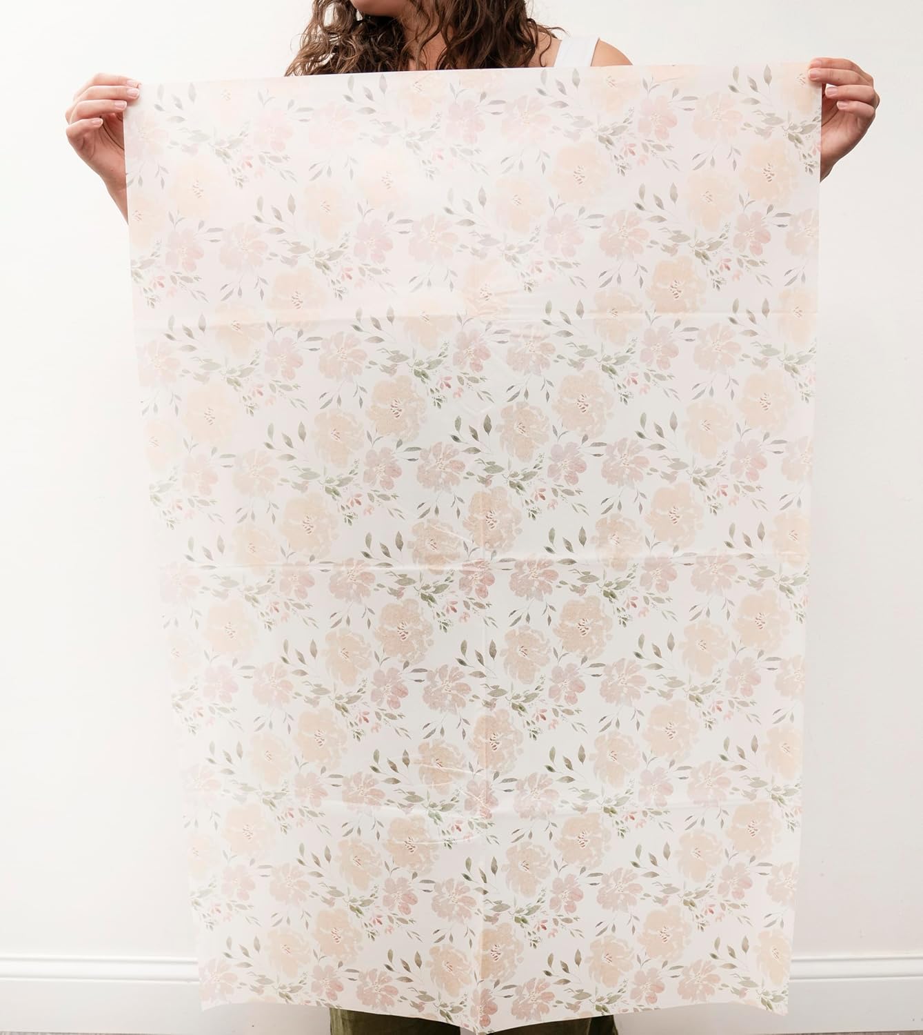 White Floral Tissue Paper for Gift Bags and Packaging, 28 Large Sheets Bulk Pack, White and Pink Flower Pastel, Bridal Wrapping Paper for Wedding or Girl Baby Shower, decoupage, stuffing paper