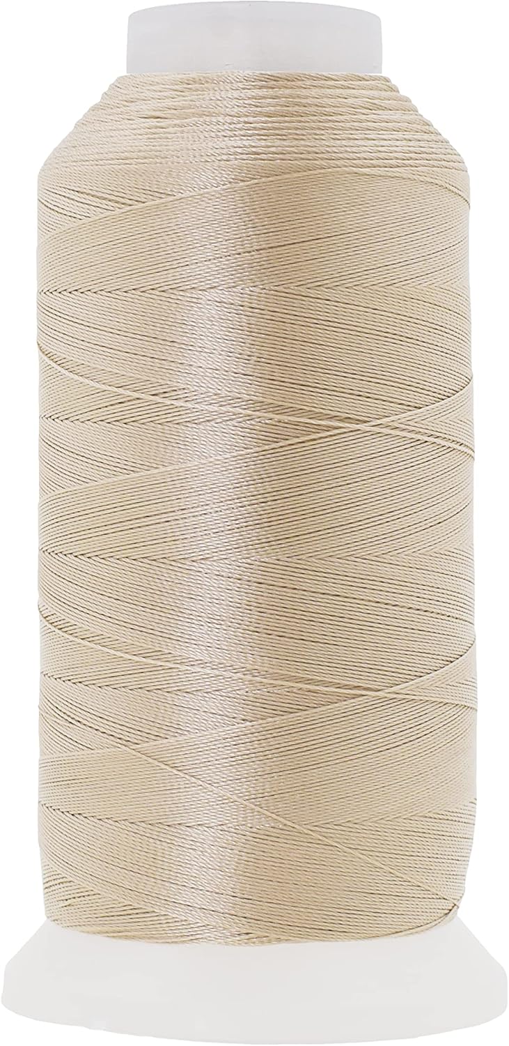 Mandala Crafts Cream Heavy Duty Thread - 1500 Yds Tex 70 for Sewing, Drapery, Jeans, Leather, Hair, Bonded Polyester, Outdoor, Marine, Upholstery