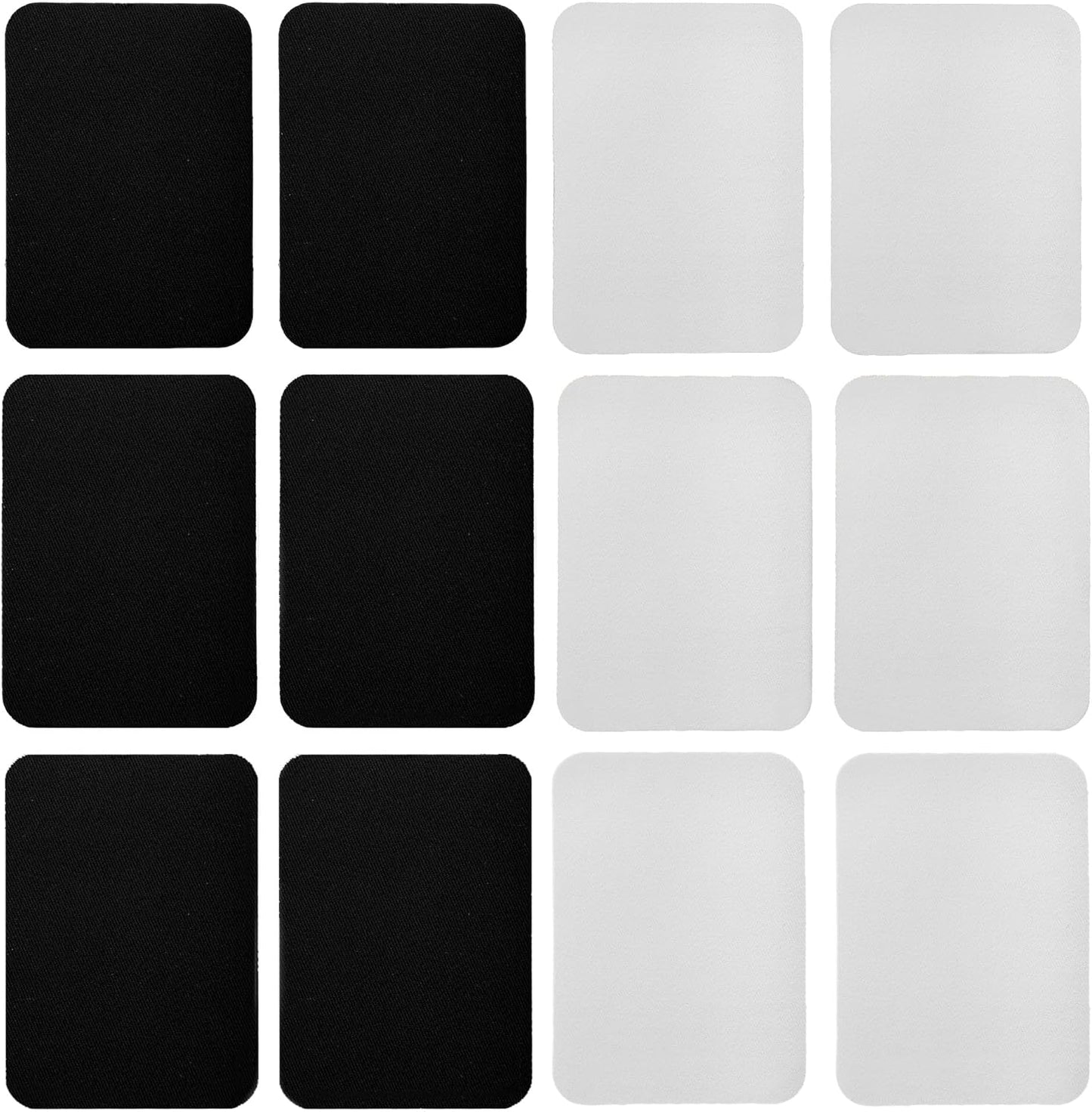 Johnson & Smith Iron On Patches - 12-Piece Iron On Patch for Clothing, Pants Repair - Adhesive Fabric Patches in Rectangle Shapes - Easy to Use, No Sewing Needed - Black and White