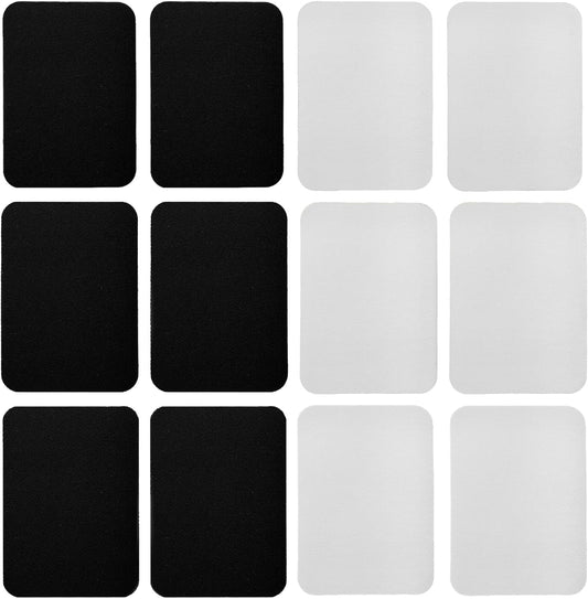 Johnson & Smith Iron On Patches - 12-Piece Iron On Patch for Clothing, Pants Repair - Adhesive Fabric Patches in Rectangle Shapes - Easy to Use, No Sewing Needed - Black and White