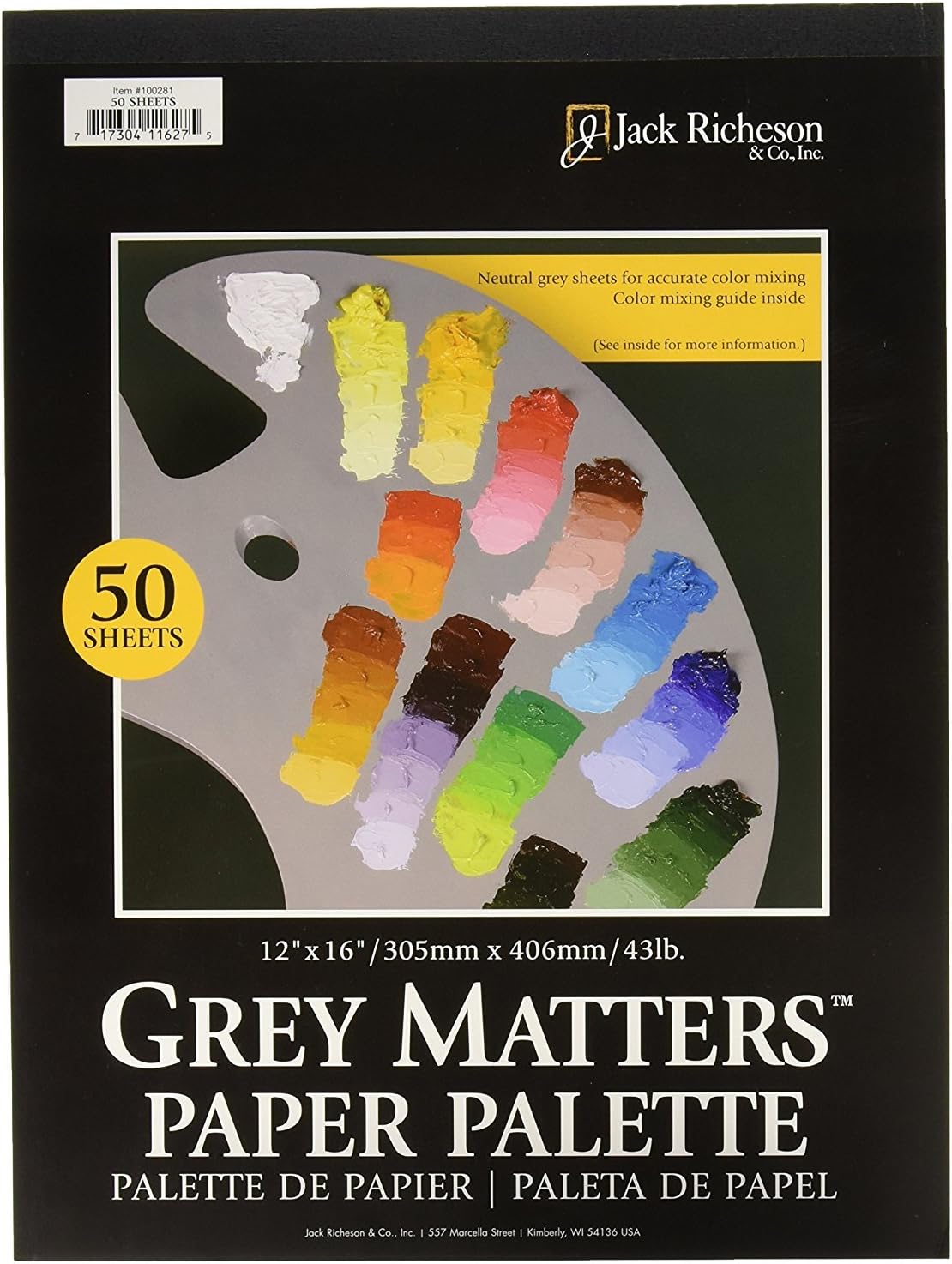 Jack Richeson Grey Matters Paper Palette, 12 by 16-Inch, 50 Sheets - JACK-100281