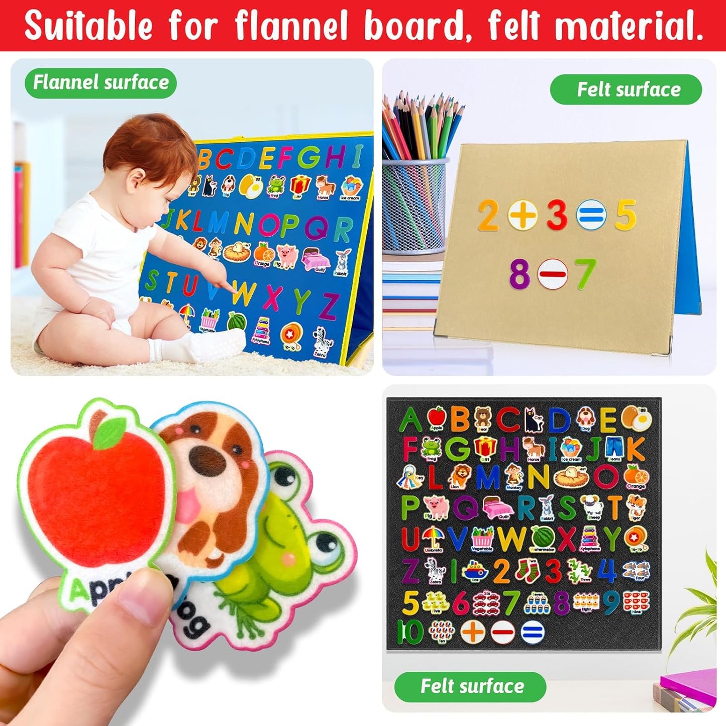 Felt Learning Letters and Numbers - 75 Felt Board Pieces for Flannel Board, Alphabet ABC for Toddlers, Kindergarten, Preschool