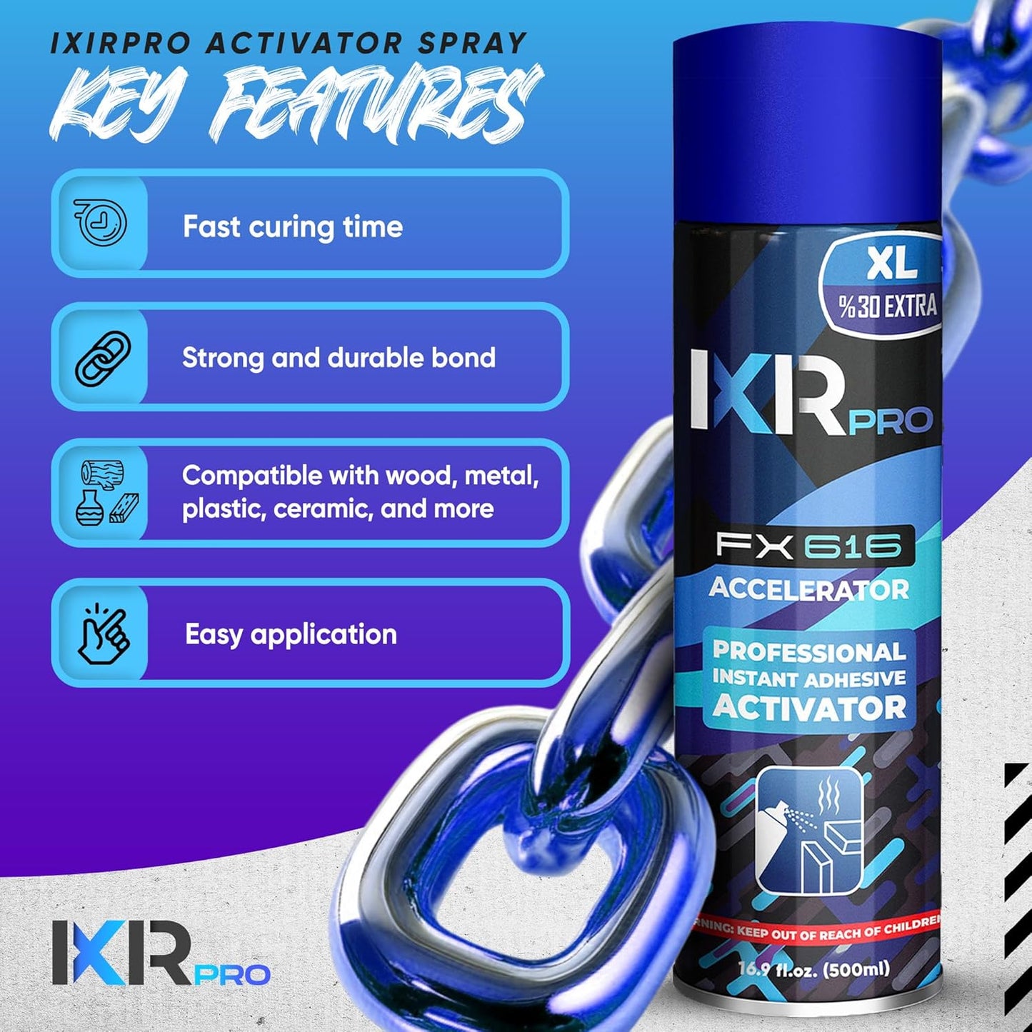 CA Glue Activator Spray (2x16.9 oz) – Super Glue Accelerator for Instant Bonding | Fast-Drying Cyanoacrylate Activator for Woodworking, Plastic, Metal, 3D Printing, Guitar, DIY, and Repairs