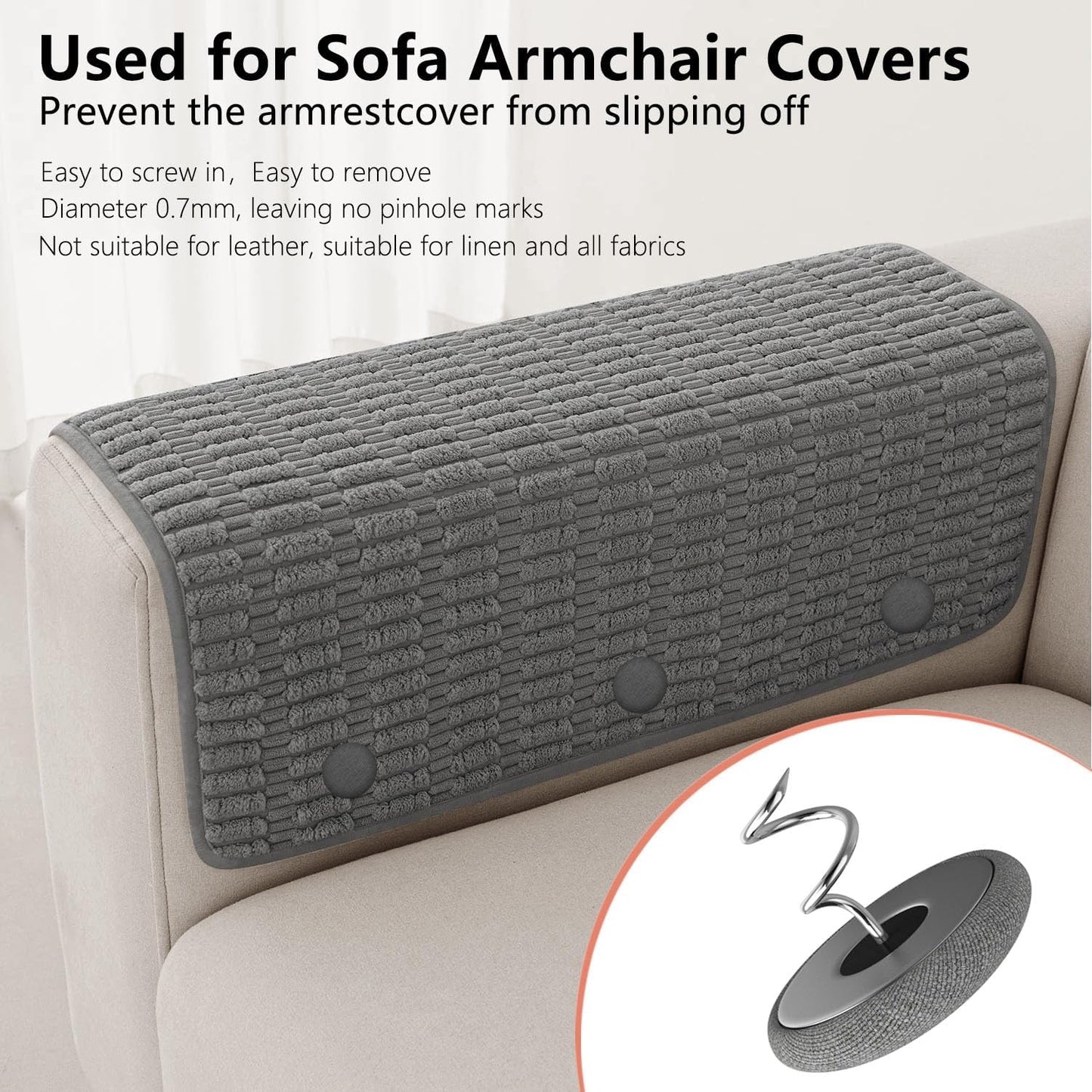 12 Colors Fabric Covered Button Twist Pins Dust Ruffle Pins- for Sofa，Upholstery，Armchair Caddies, Armrest Covers,Bed Skirts, Slipcovers, Headliners (Medium Gray, 12)