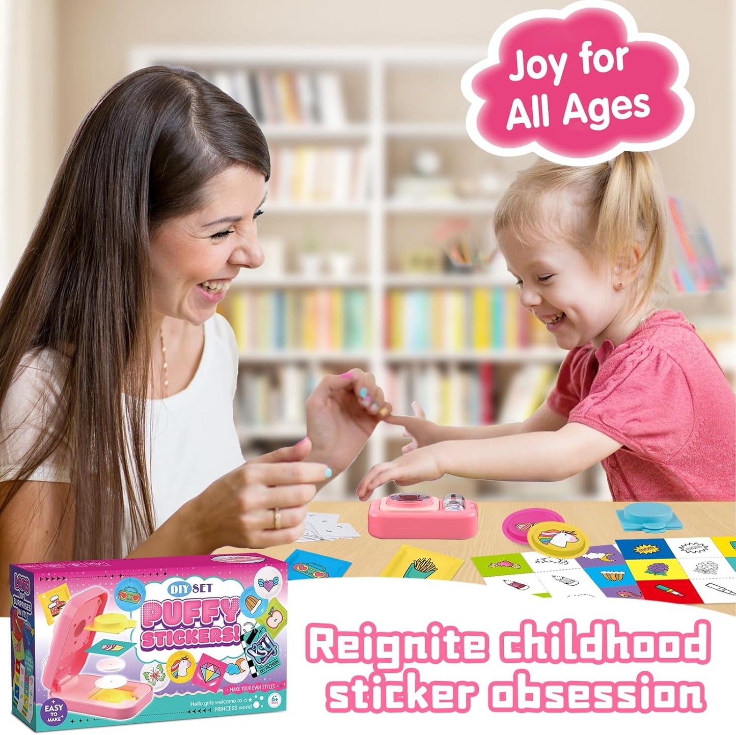 Sticker Maker for Kids - Make Your Own 60 Stickers with DIY Puffy Sticker Kit - Create a 3D Sticker Machine Arts and Crafts for Kids Ages 6-12 - Fun Craft Kits & Gifts for Girls Boys Year Old